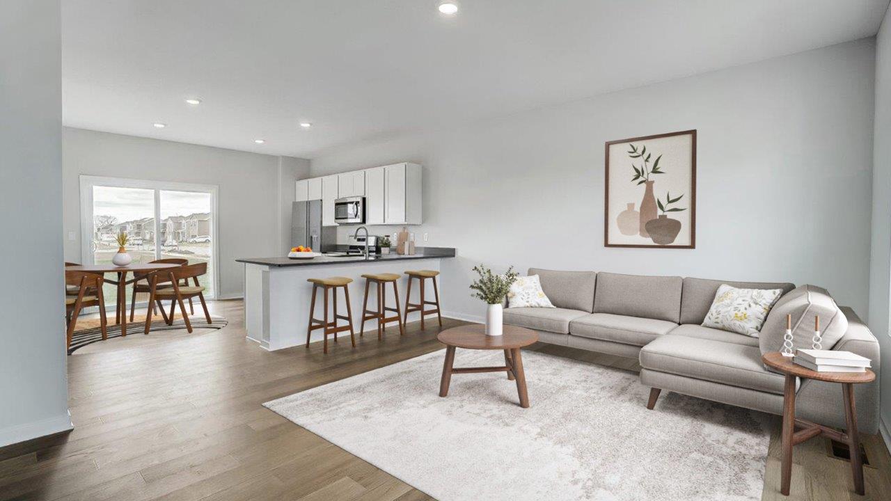 furnished great room and kitchen