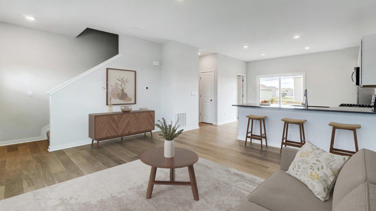 furnished great room and kitchen