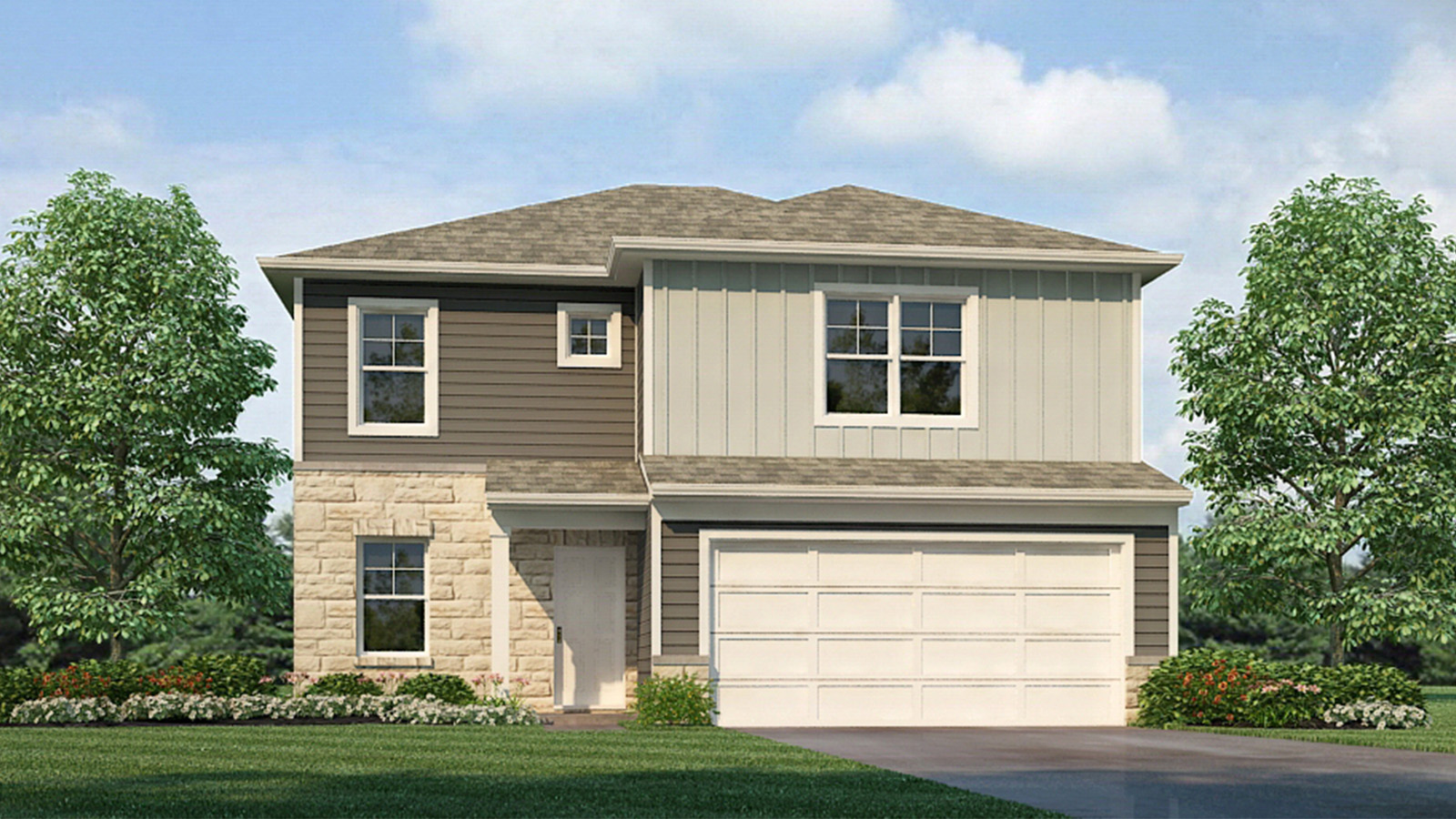 Sienna D Columbus, OH, Lansdown Farms By D.R. Horton two-story 4-bedroom, 2-bath, two-car garage, grass front