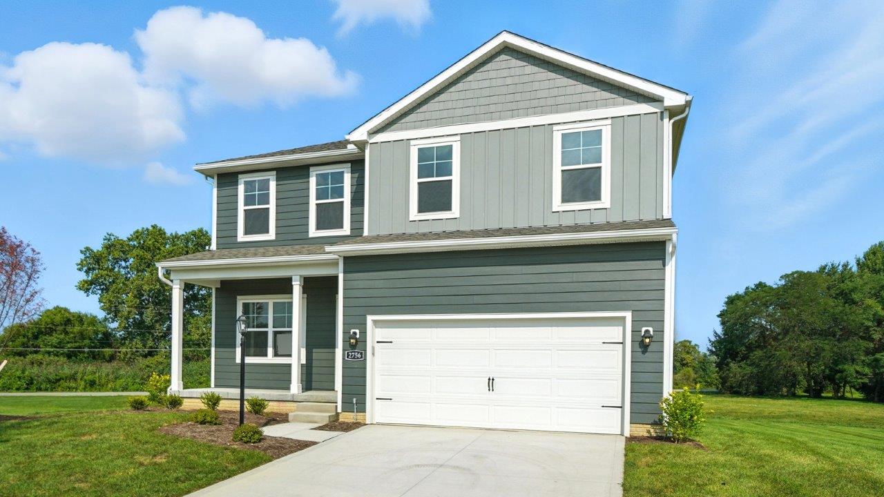 Right side view Columbus, OH, Lansdown Farms By D.R. Horton one-story 4-bedroom, 2.5-bath, 2-car garage