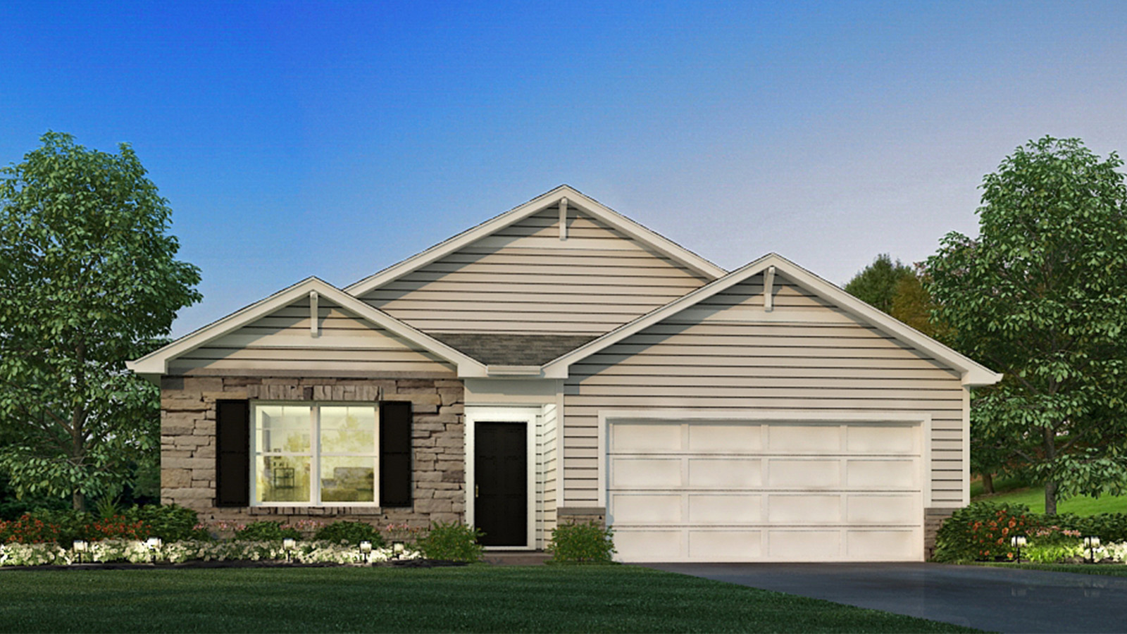 Newcastle D, The Newcastle, Canal Winchester, OH, Lansdowne Farms By D.R. Horton one-story, 3-bedroom, 2-Bath,