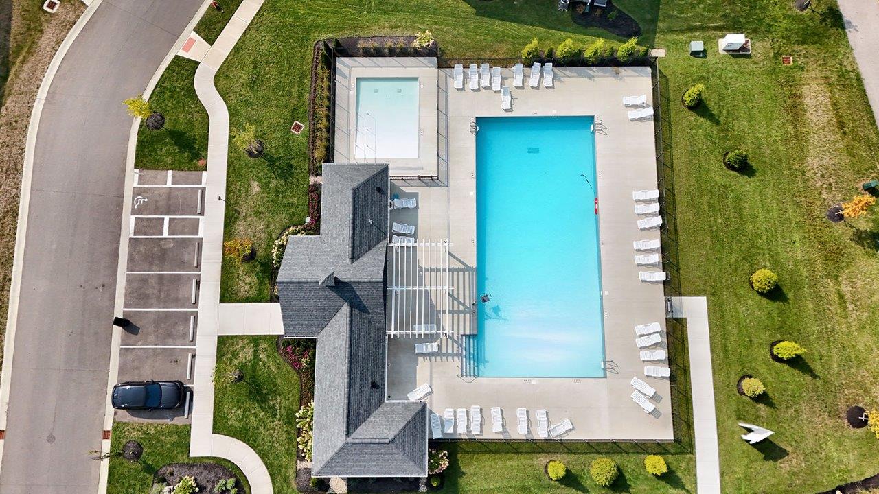 arial view of community pool