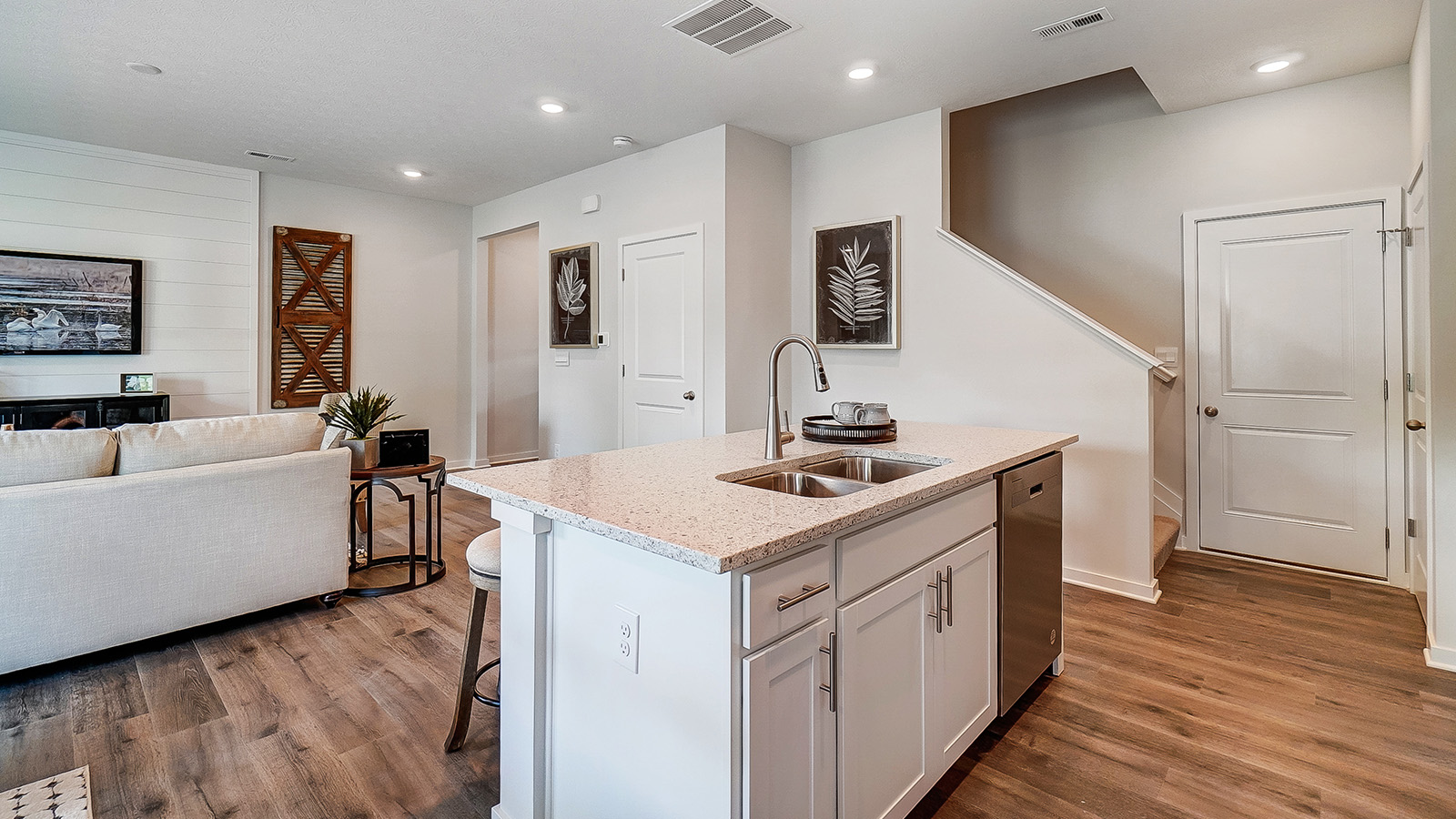 built in island with barstools