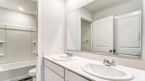 second full bath with double vanity and wet room