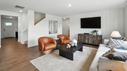 furnished great room and foyer