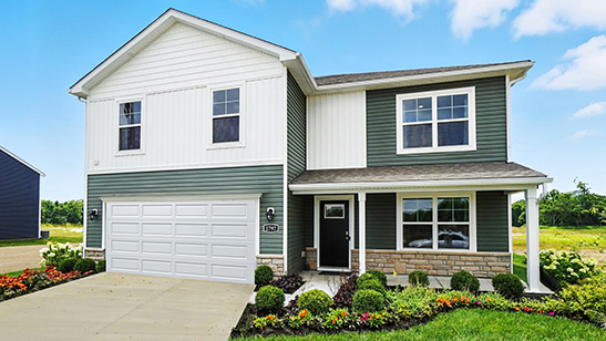 River Ridge Henley model 2-story with blue siding