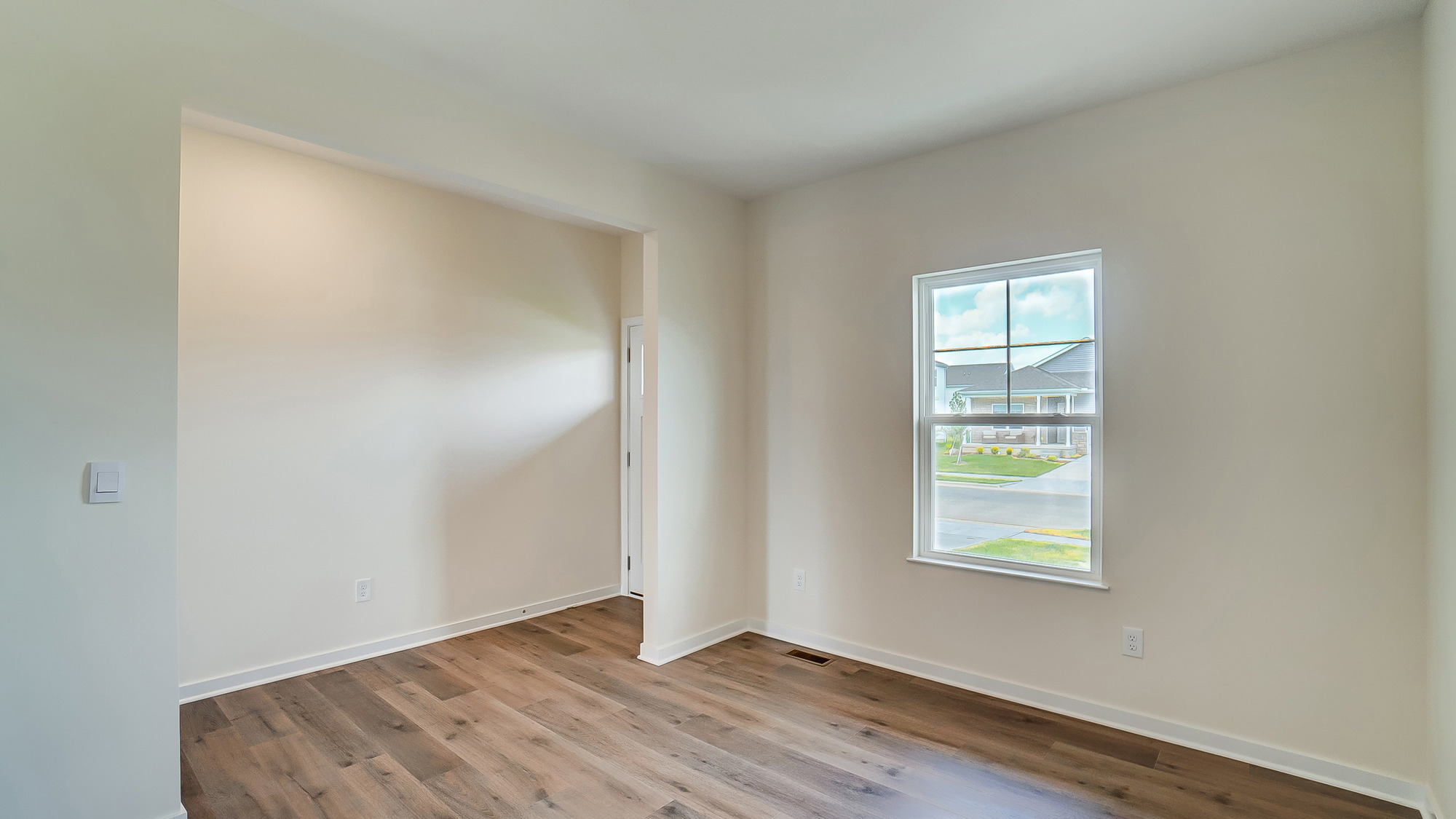 Formal dining room next to the entrance of the home