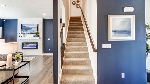 Model home stairway and great room