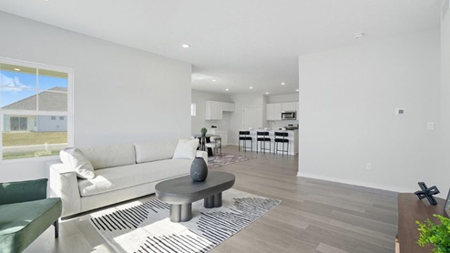 furnished great room and kitchen