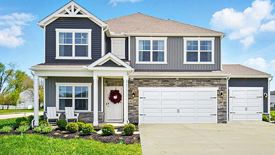 2-story Stamford model with dark gray siding