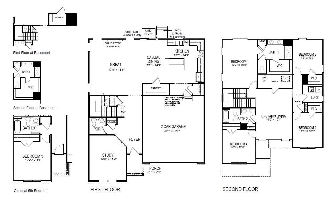 Lydhurst floor plan optional basement