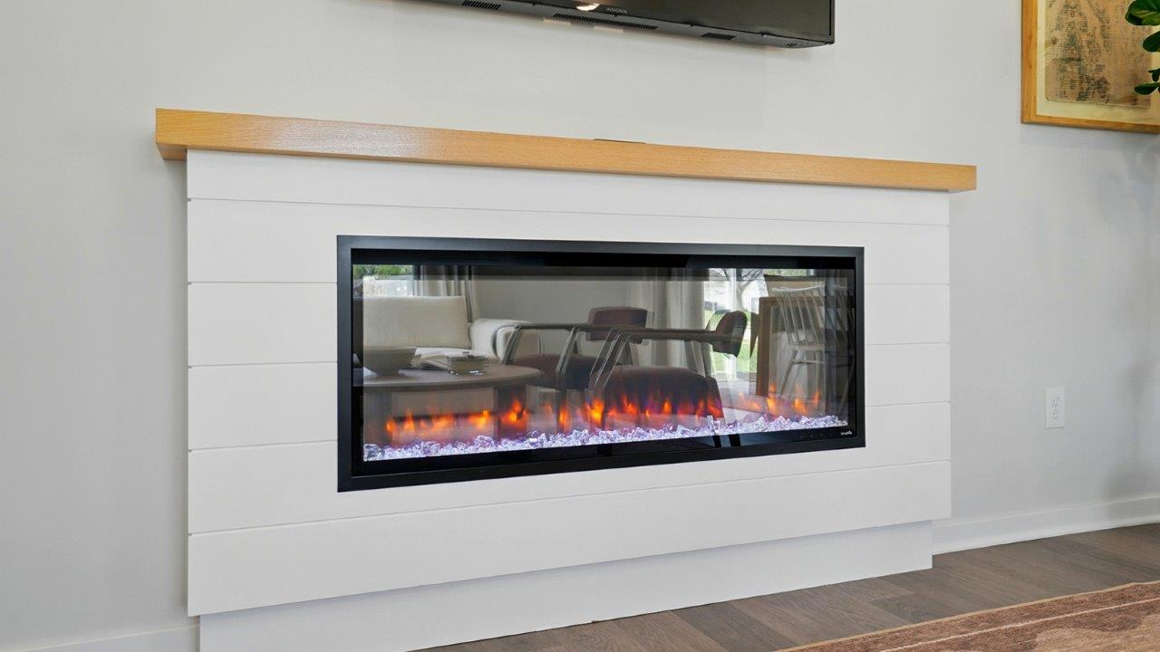 sleek modern fireplace in the living room