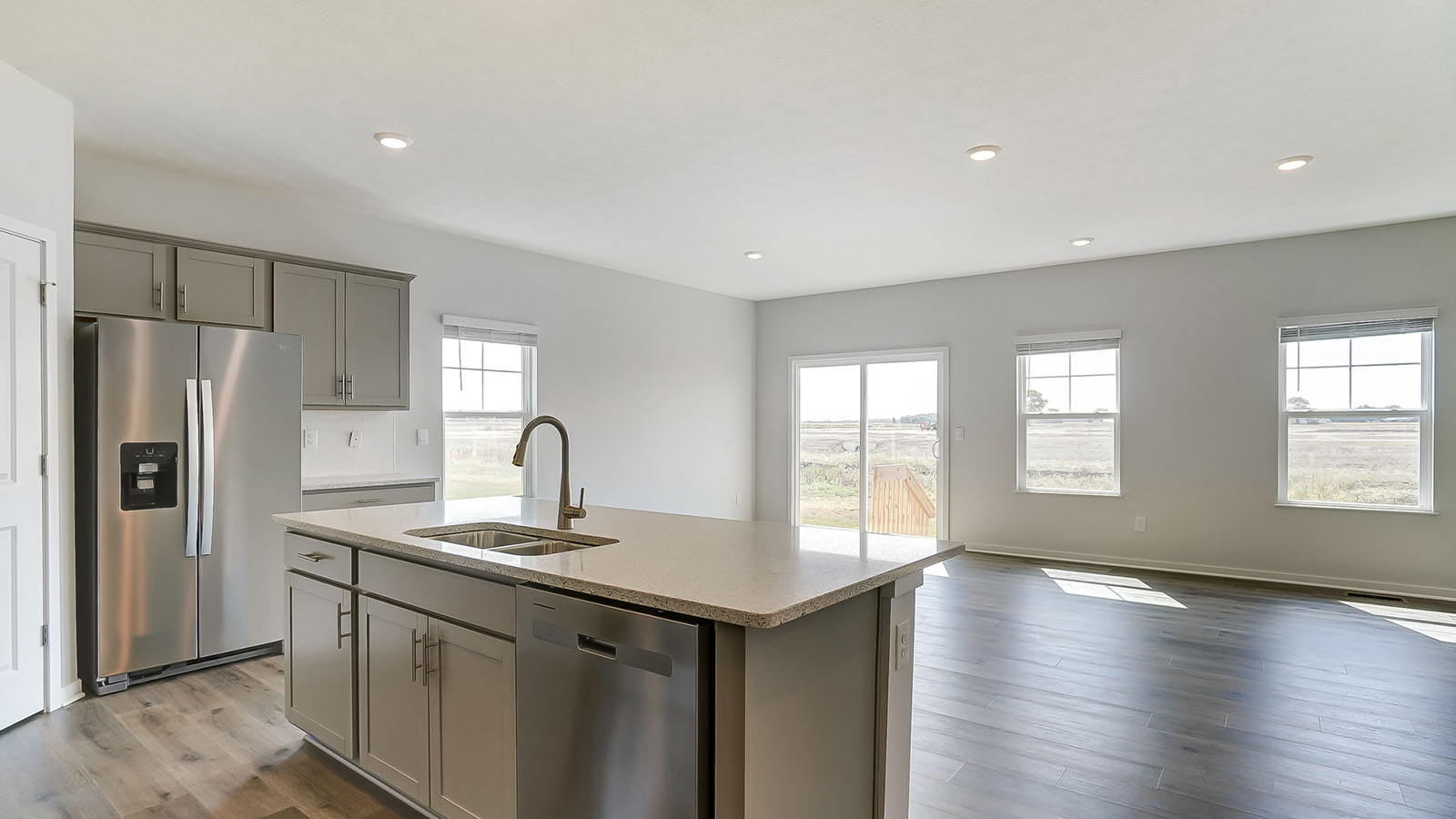 built in island and great room