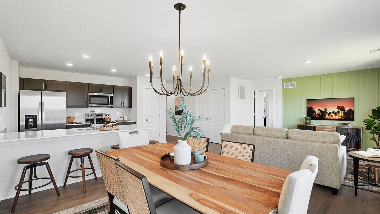 dining, kitchen and great room