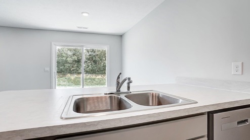 kitchen counter with built in sink