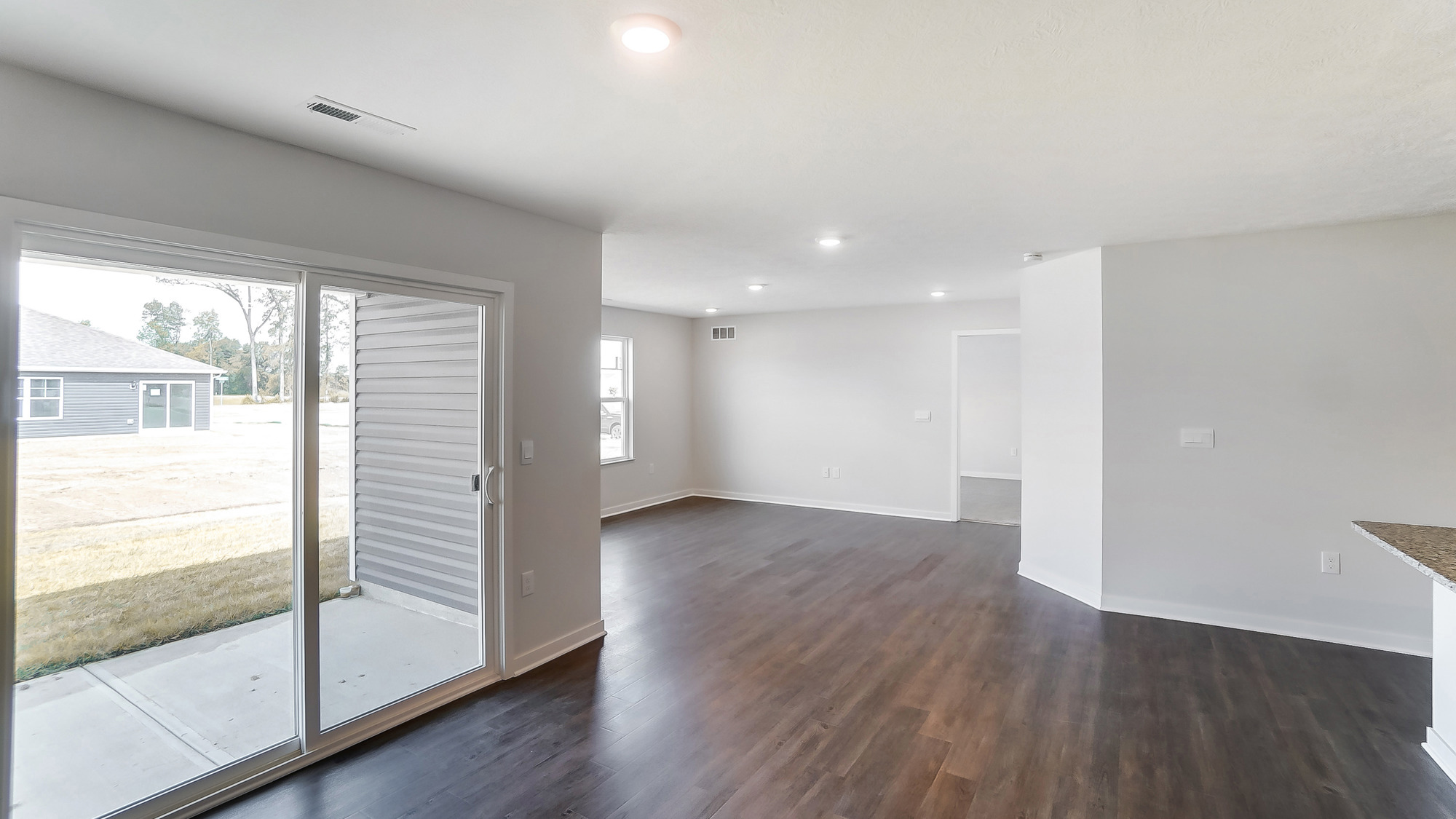 dining with rear sliding door, great room