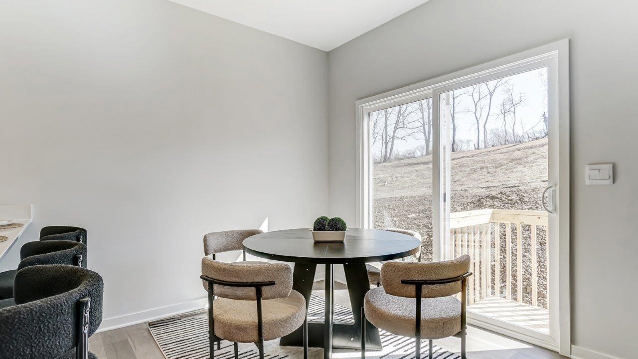 dining table with chairs and rear sliding door