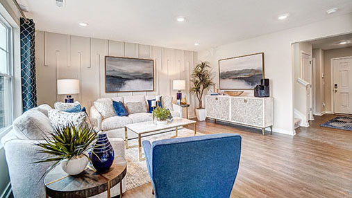 furnished great room and foyer