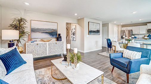 furnished great room and kitchen