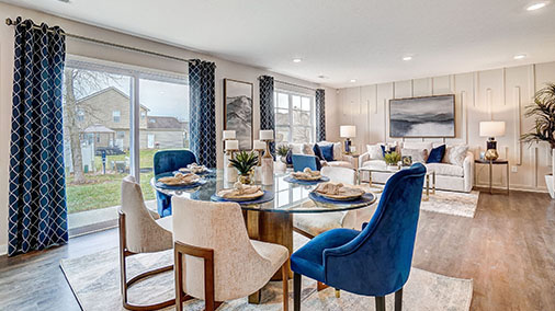 dining table with chairs, great room