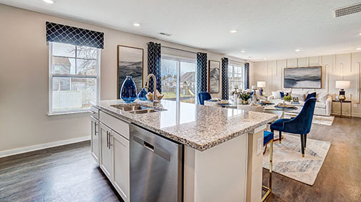 built in island and great room