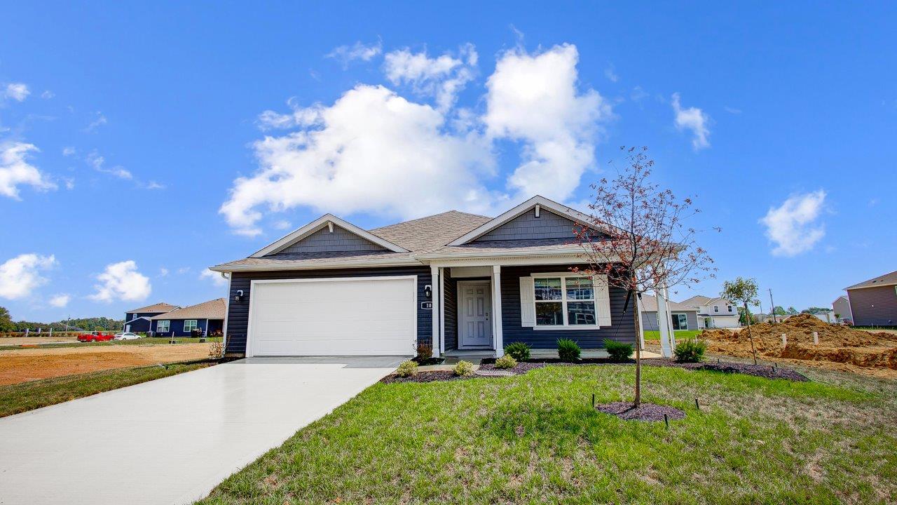 Harmony ranch floorplan with blue siding