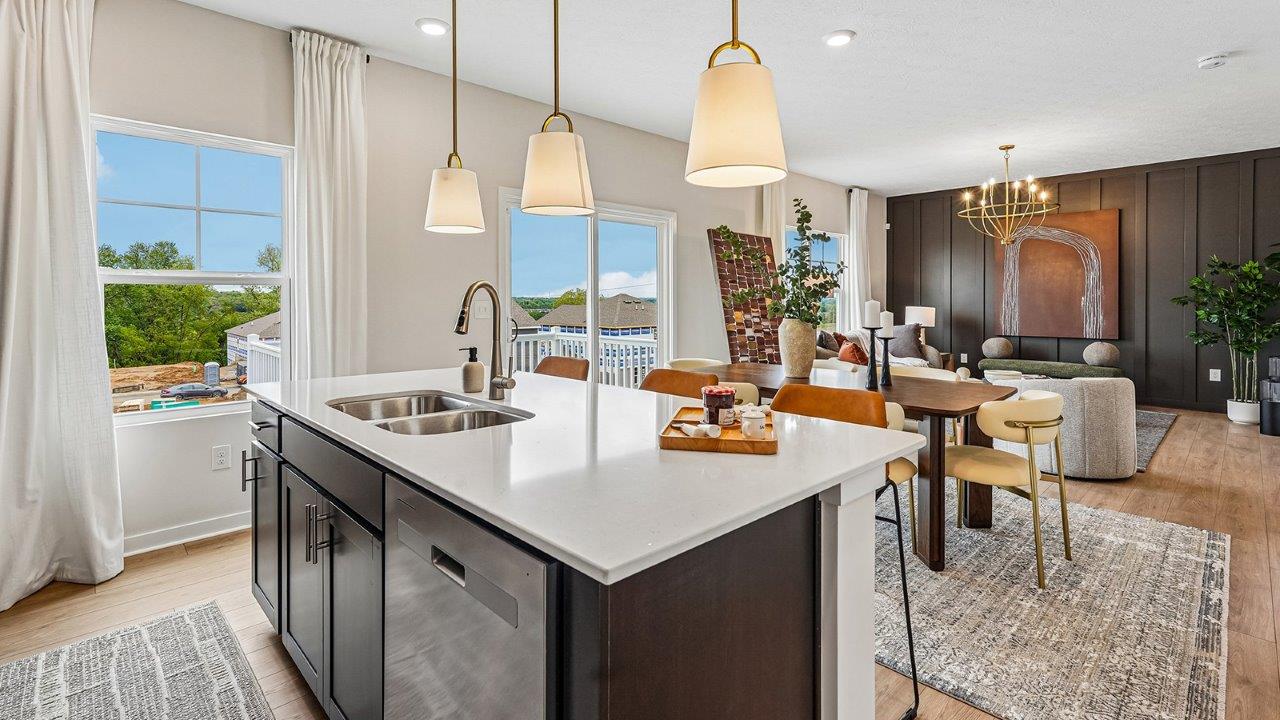 Bellamy kitchen with brown stain cabinets