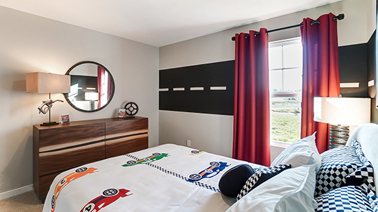 furnished third bedroom with single window