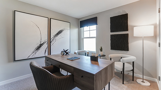 fourth bedroom staged as office