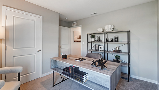 fourth bedroom staged as office