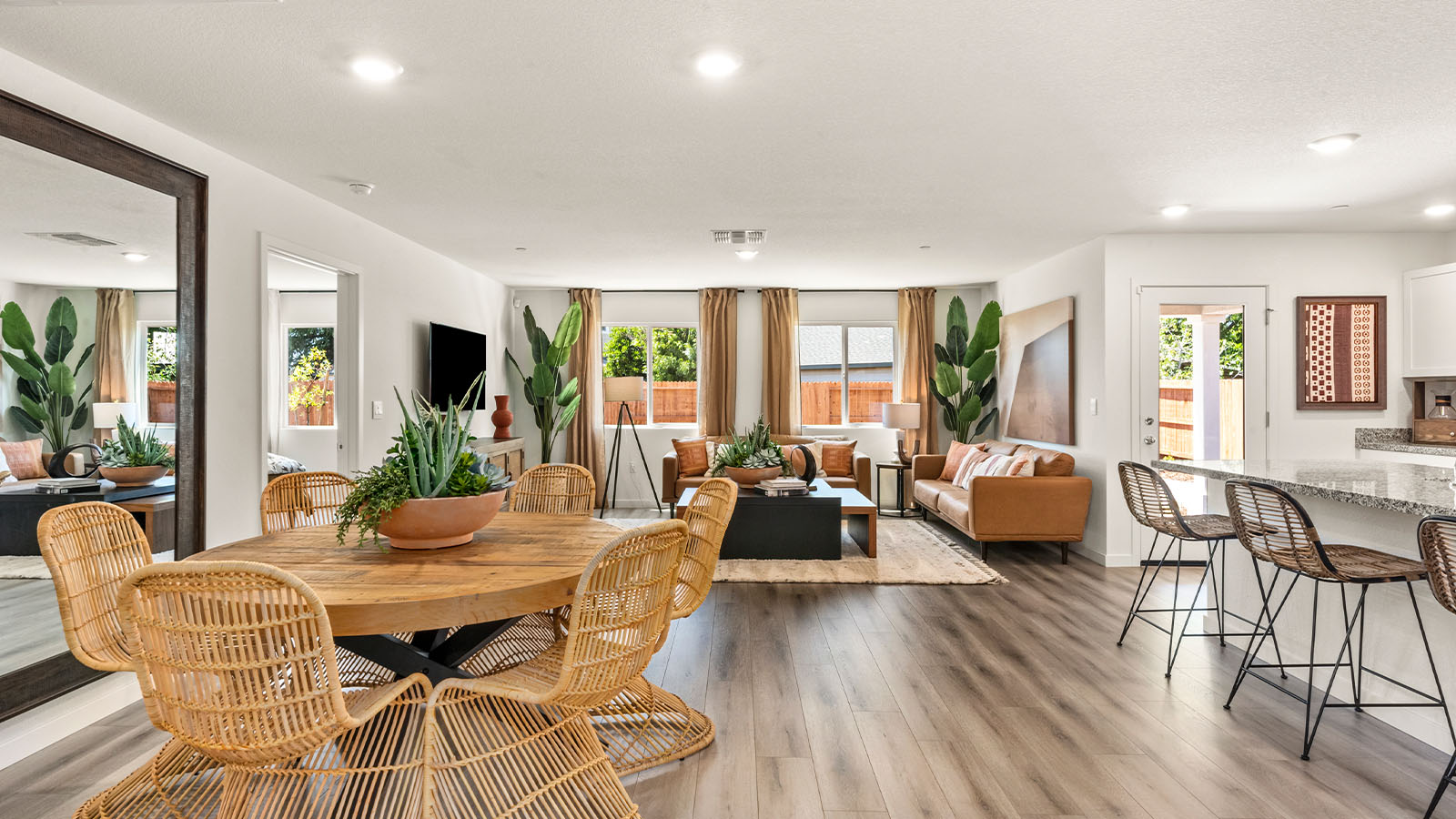 Harter Meadow Plan 1501  dining area open to living and kitchen spaces