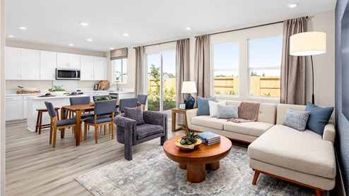 Great Room, Dining Area, and Kitchen
