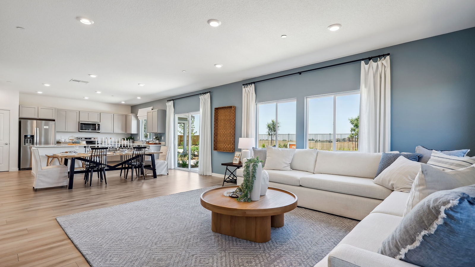 Aviara at Amoruso Ranch Plan 2617  open concept great room and ding area