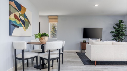 Modern open concept living and dining area