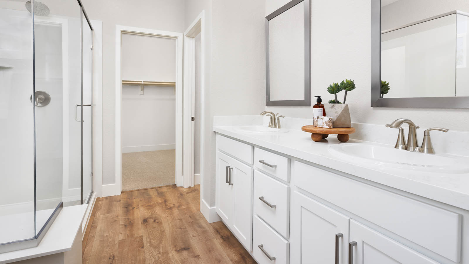 Ibiza at Delta Shores Willow Plan 2594  spa inspired primary bathroom with walk in shower