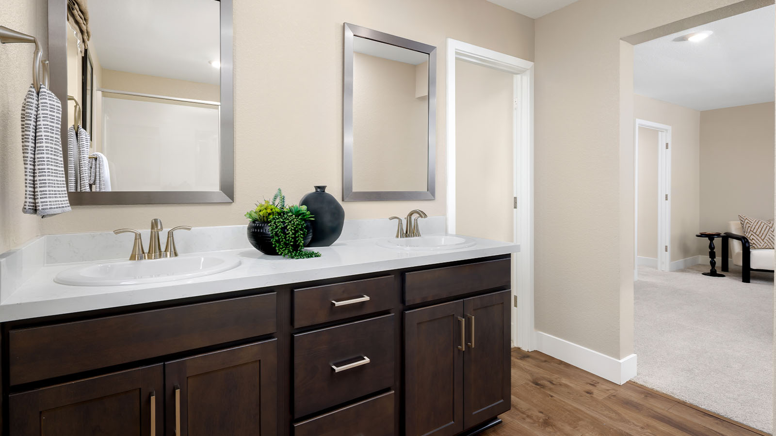 Ibiza at Delta Shores Alta Plan 2617 spa inspired primary batroom with oversized walk in shower