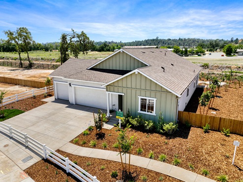 Aerial view of single story home