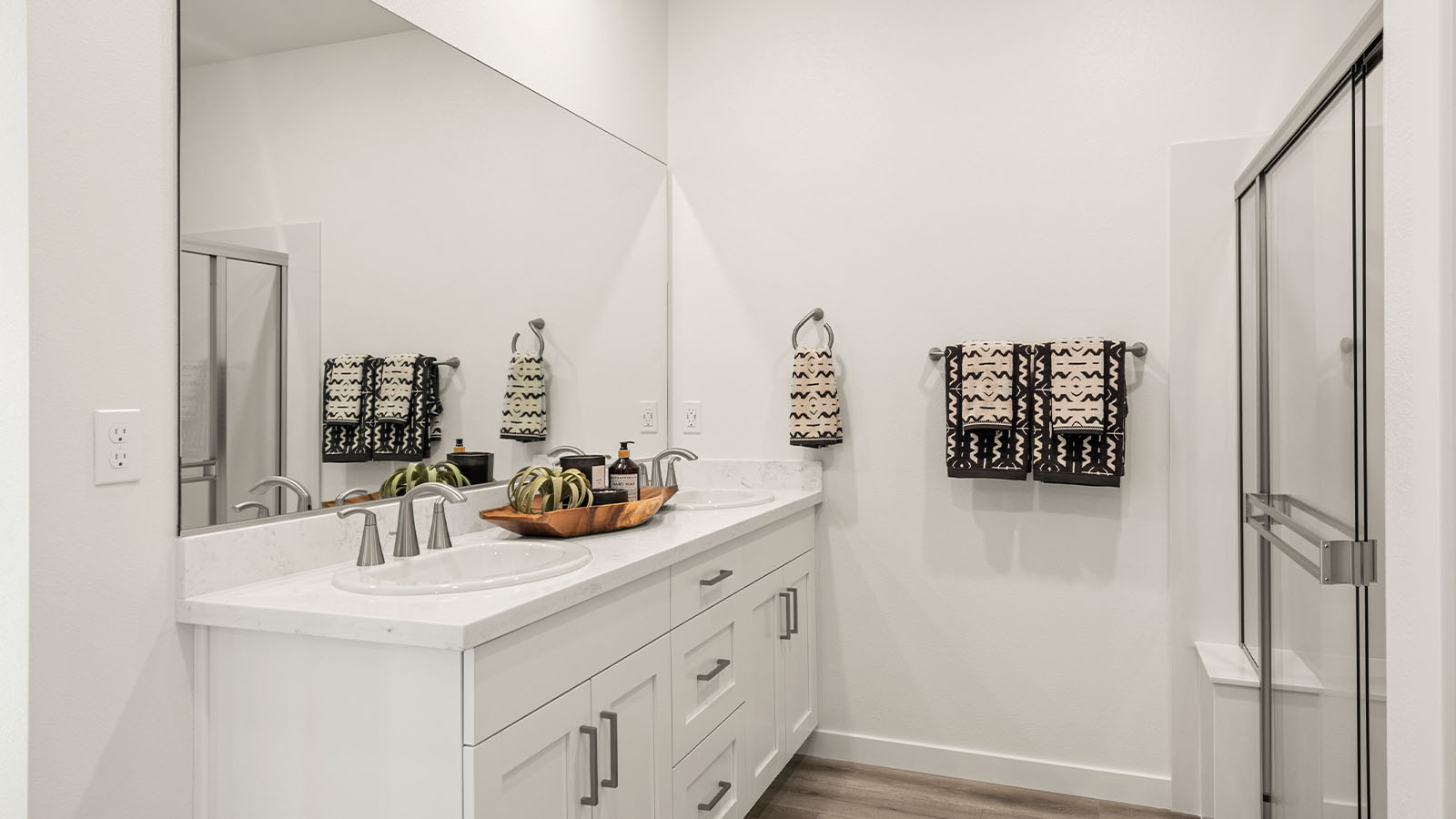 Harlen at salt Creek Plan 1825  spa inspired primary bathroom with walk in  shower