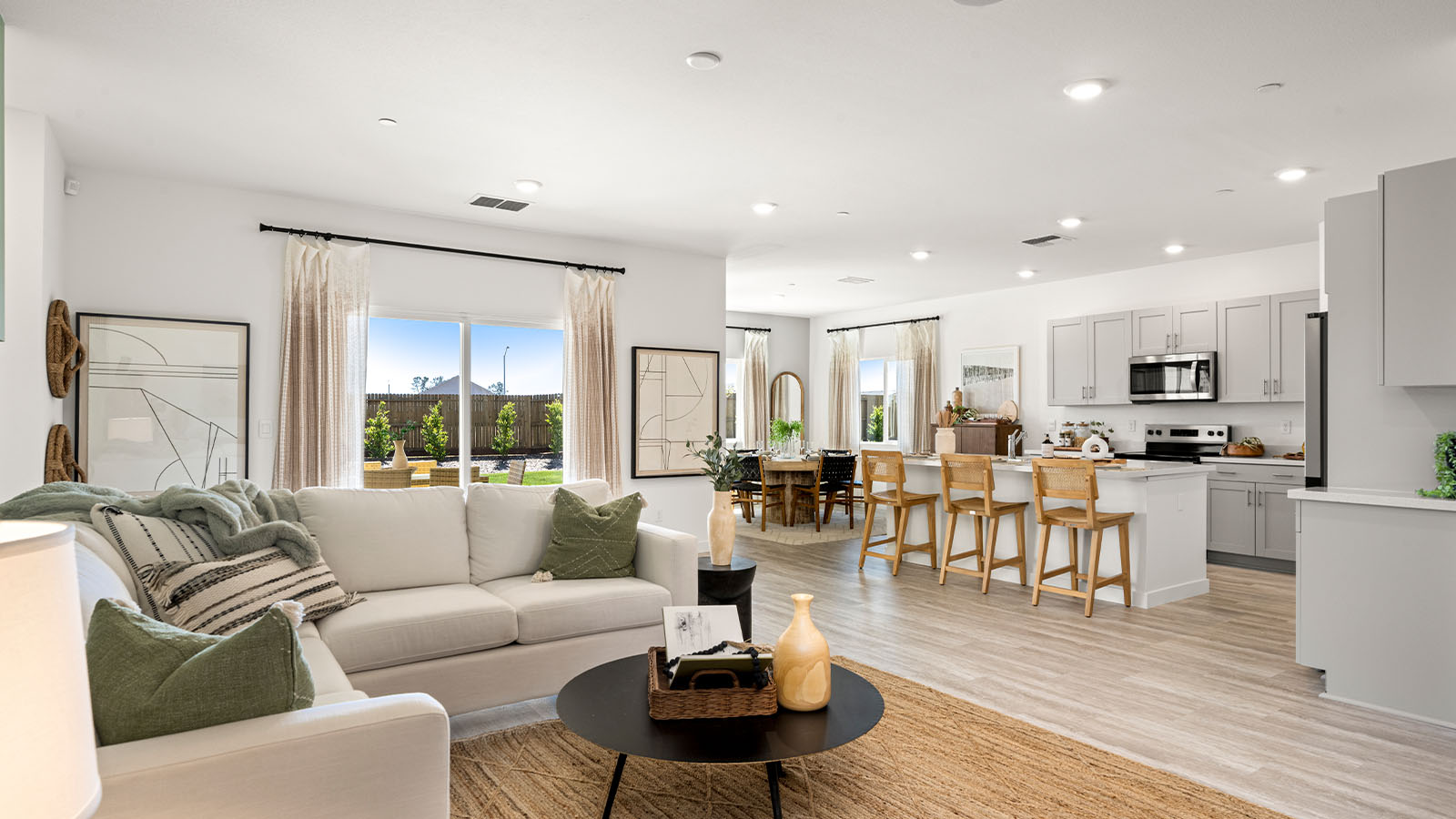 Magnolia at Shastina Ranch Plan 2035  light filled living room dining open concept