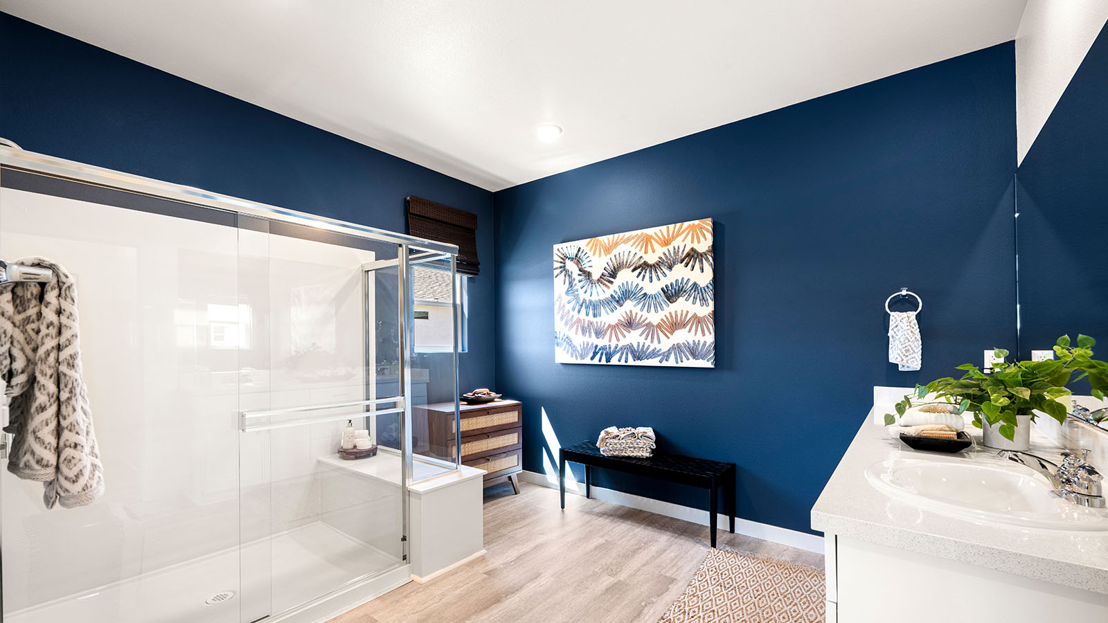 Magnolia at Shastina Ranch Plan 2538  spa inspired primary bathroom with walk in shower