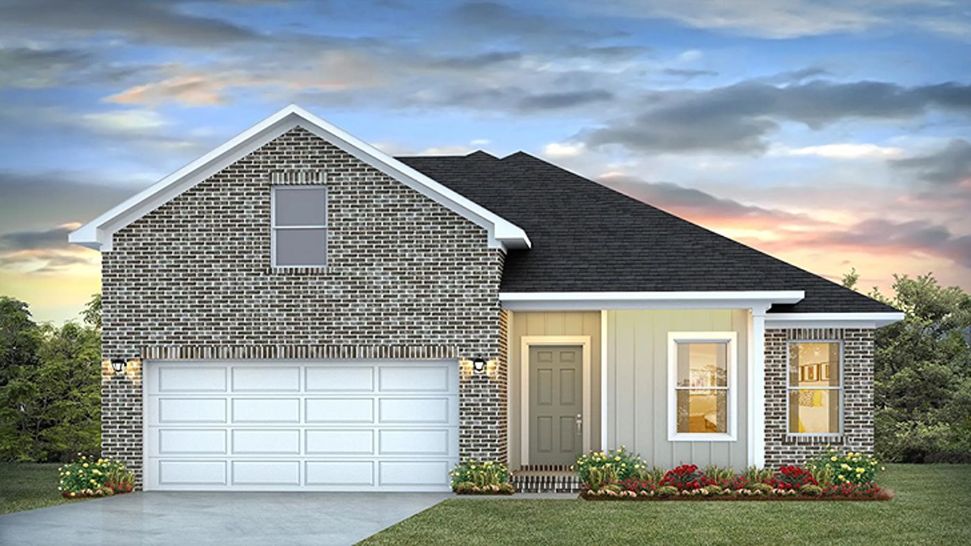Brick home with Hardie accents, nice porch and garage.