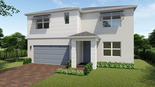 Home Rendering of the Hayden Floorplan Showing the Coastal Elevation