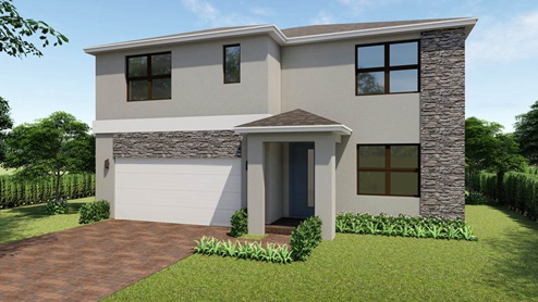 Home Rendering of the Hayden Floorplan Showing the Contemporary Elevation