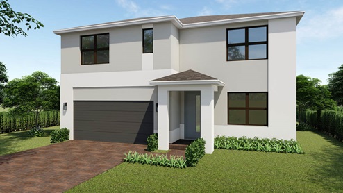 Home Rendering of the Hayden Floorplan Showing the Modern Elevation
