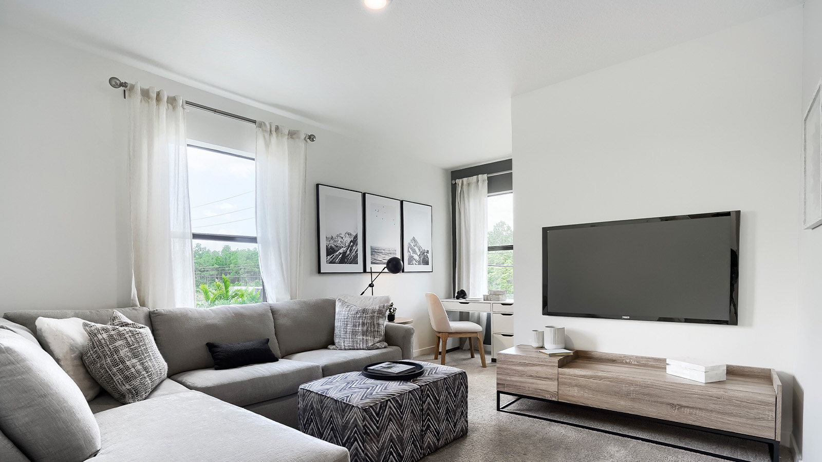 spacious upstairs living room area