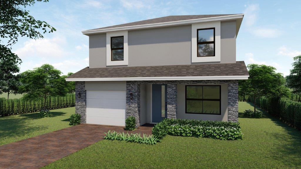 Exterior Rendering of Contemporary Elevation for Sapole Floorplan