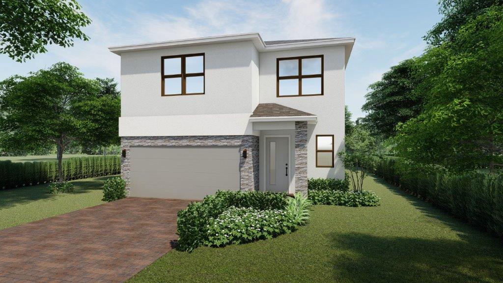 Exterior Rendering of Contemporary Elevation