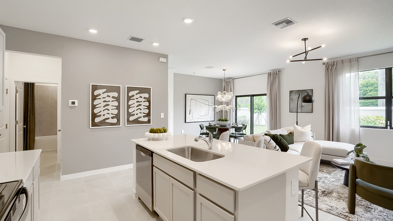 kitchen island into living room