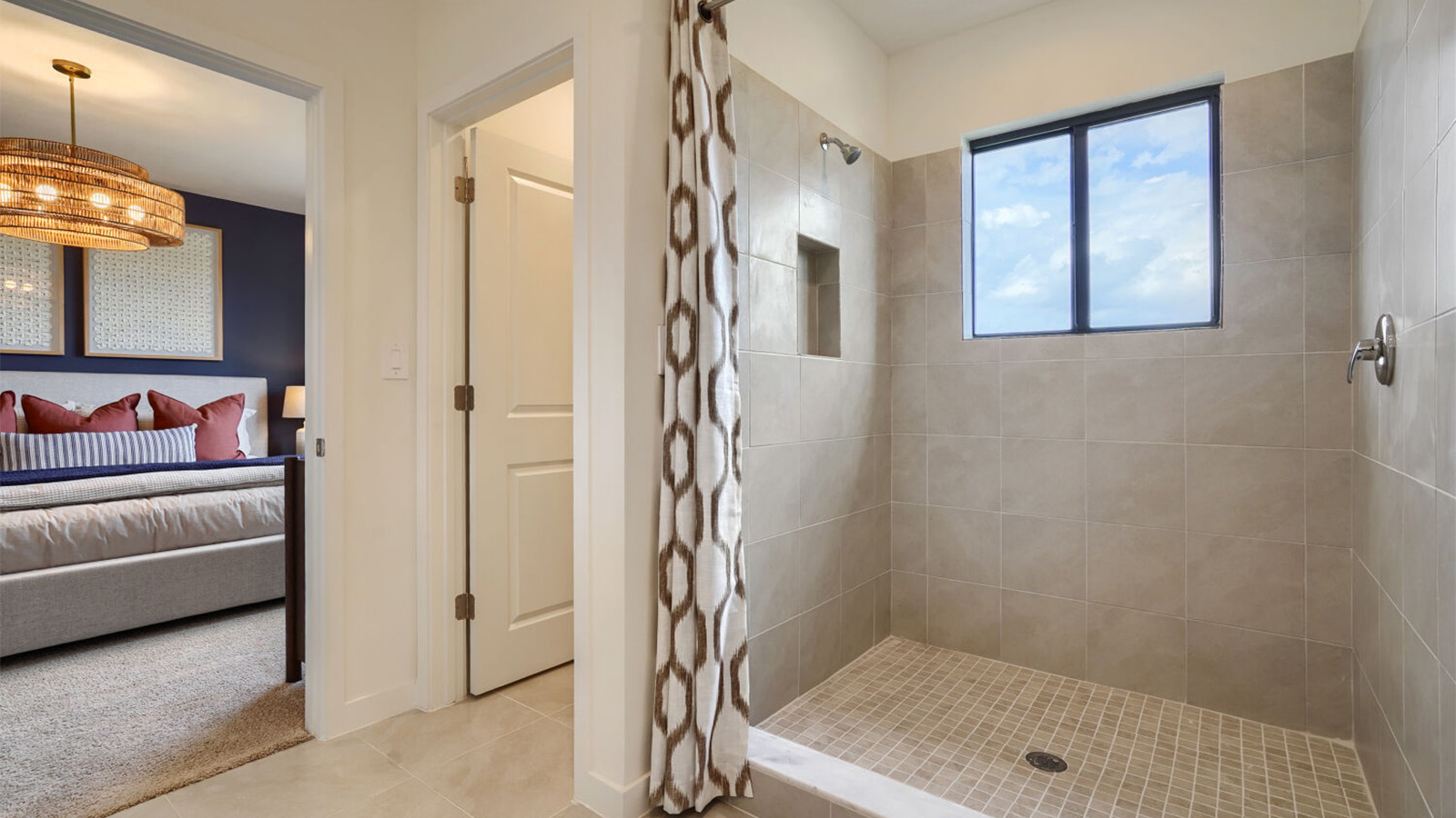 upstairs primary bathroom with walk in tub