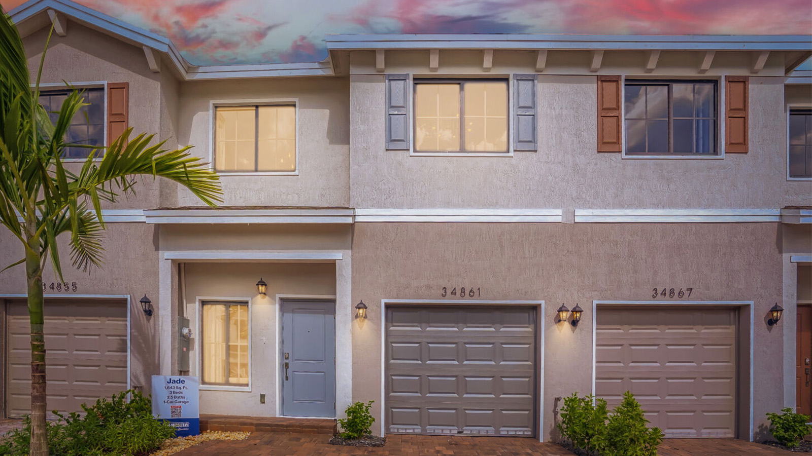 exterior of home at sunset